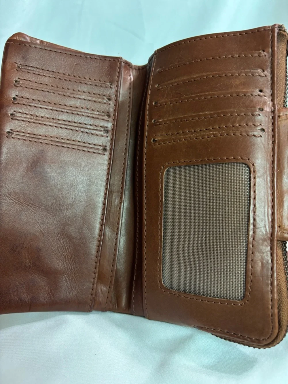Women's Woven 100% Genuine Leather Wallet - Brown